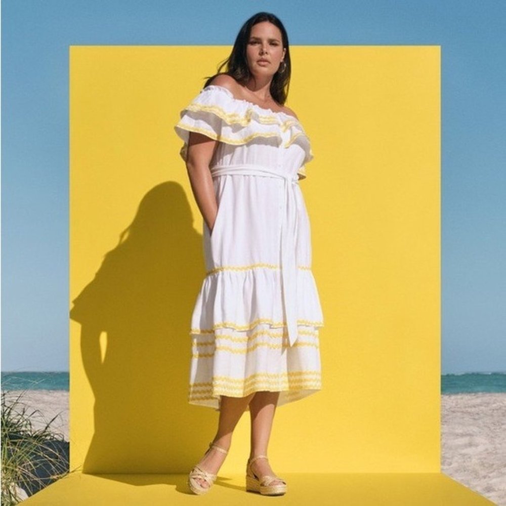 Lisa Marie Fernandez Ric Rac Off the Shoulder Dress